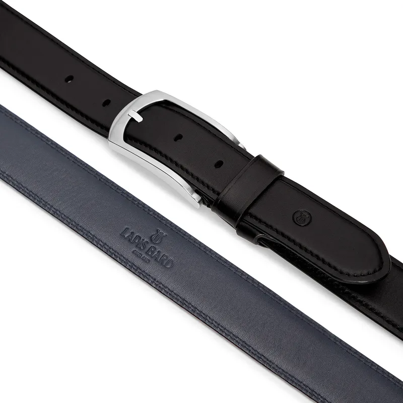 Lapis Bard Southwark Vintage Leather Belt with Skeleton Buckle - Black