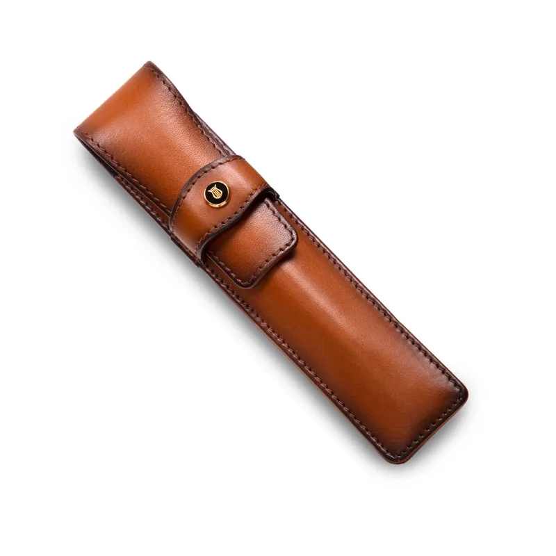 Lapis Bard Classic Leather Single Pen Pouch - Brown
