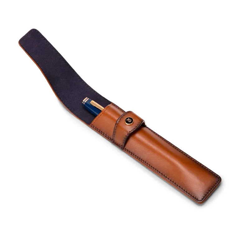 Lapis Bard Classic Leather Single Pen Pouch - Brown