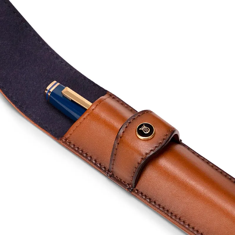 Lapis Bard Classic Leather Single Pen Pouch - Brown