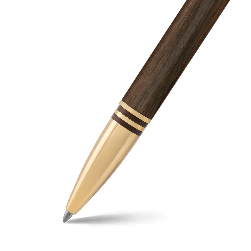 Lapis Bard Contemporary Torque Hickory Ballpoint Pen - Brown with Gold Trims