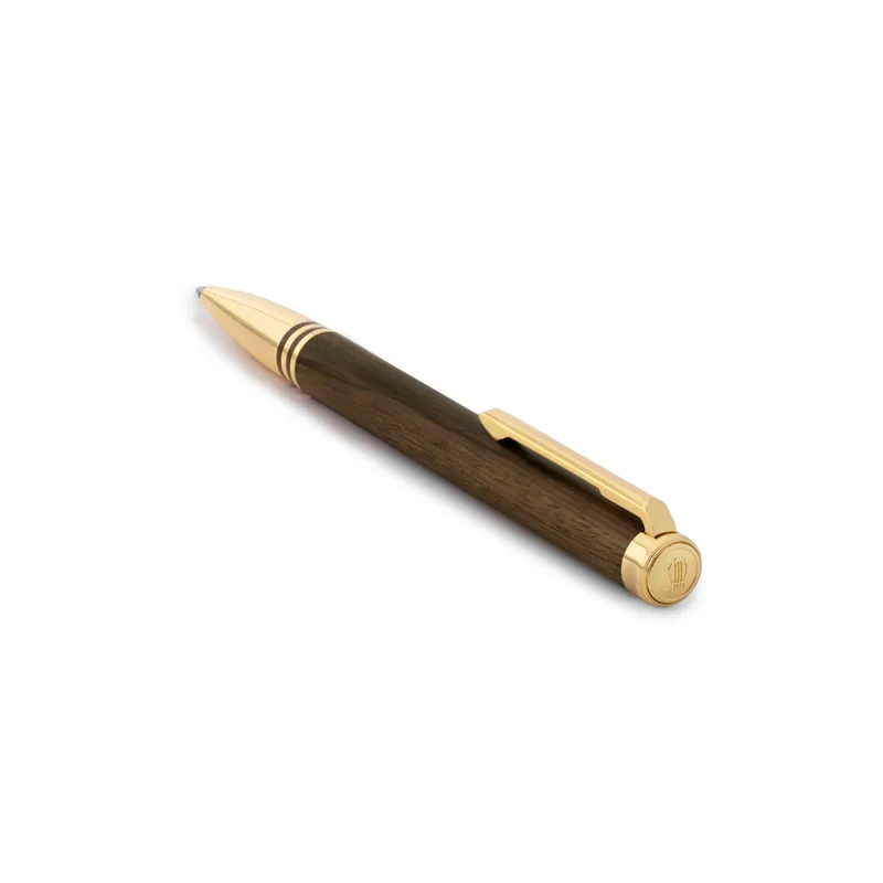 Lapis Bard Contemporary Torque Hickory Ballpoint Pen - Brown with Gold Trims