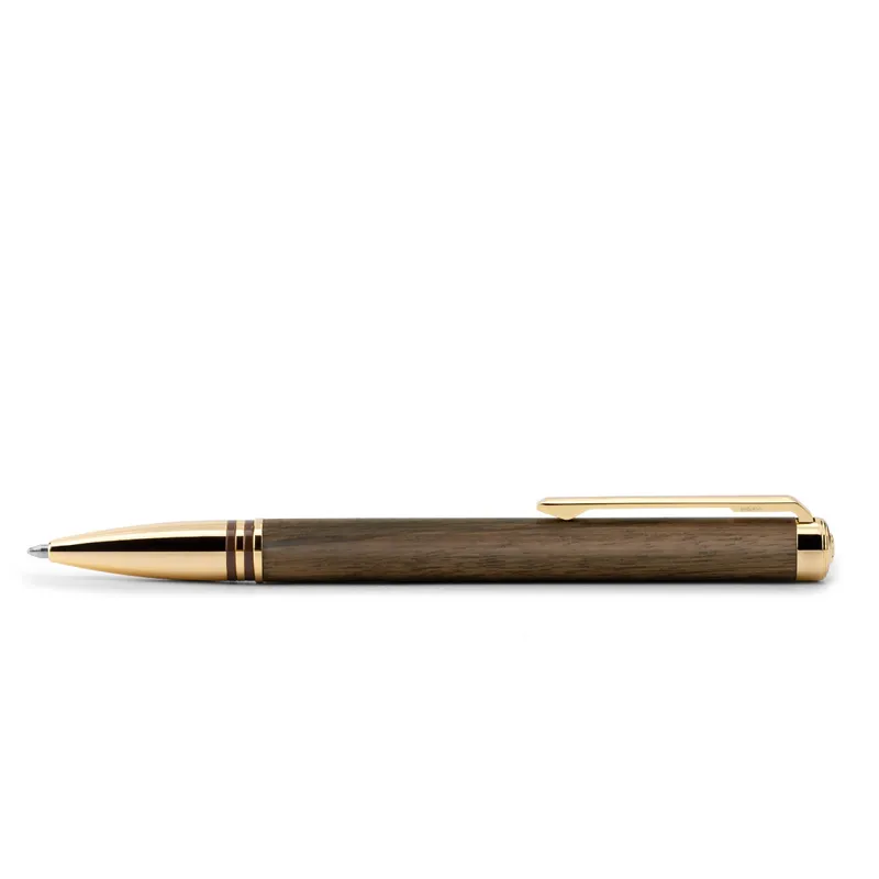 Lapis Bard Contemporary Torque Hickory Ballpoint Pen - Brown with Gold Trims