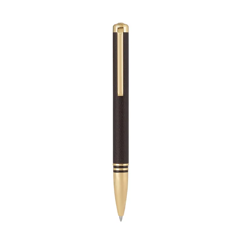 Lapis Bard Torque Artis Leather Ballpoint Pen - Brown with Gold Trims