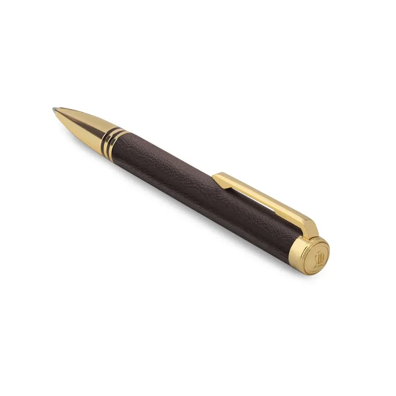 Lapis Bard Torque Artis Leather Ballpoint Pen - Brown with Gold Trims