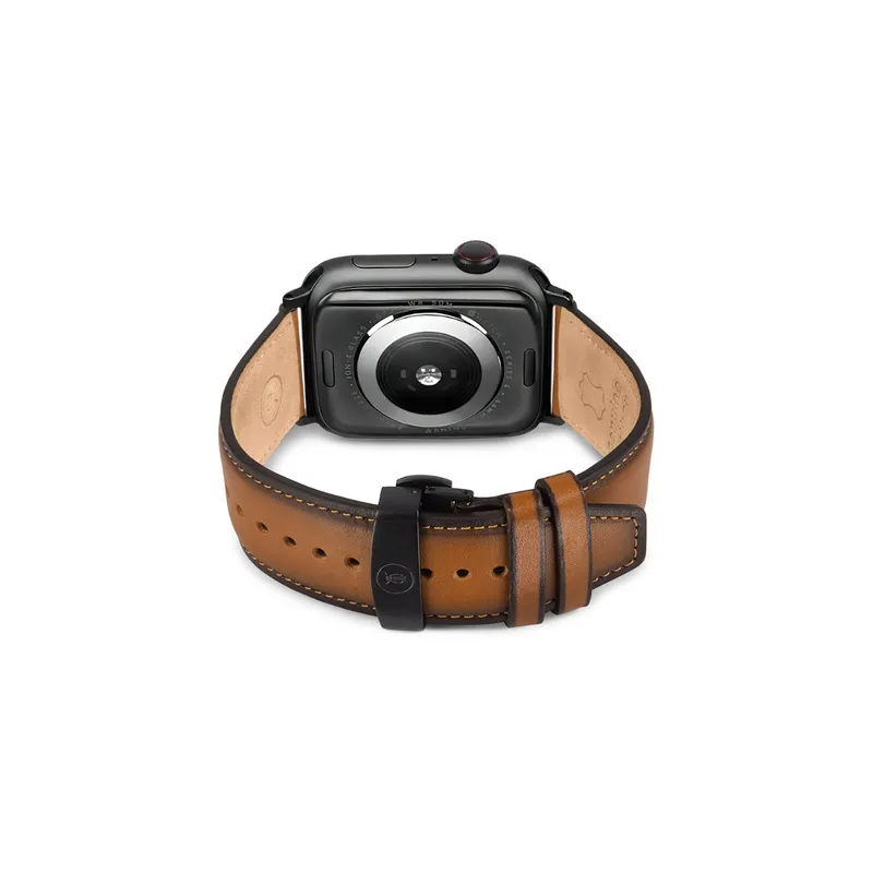 Lapis Bard Classic Leather Apple Watch Strap with Deployment - Brown