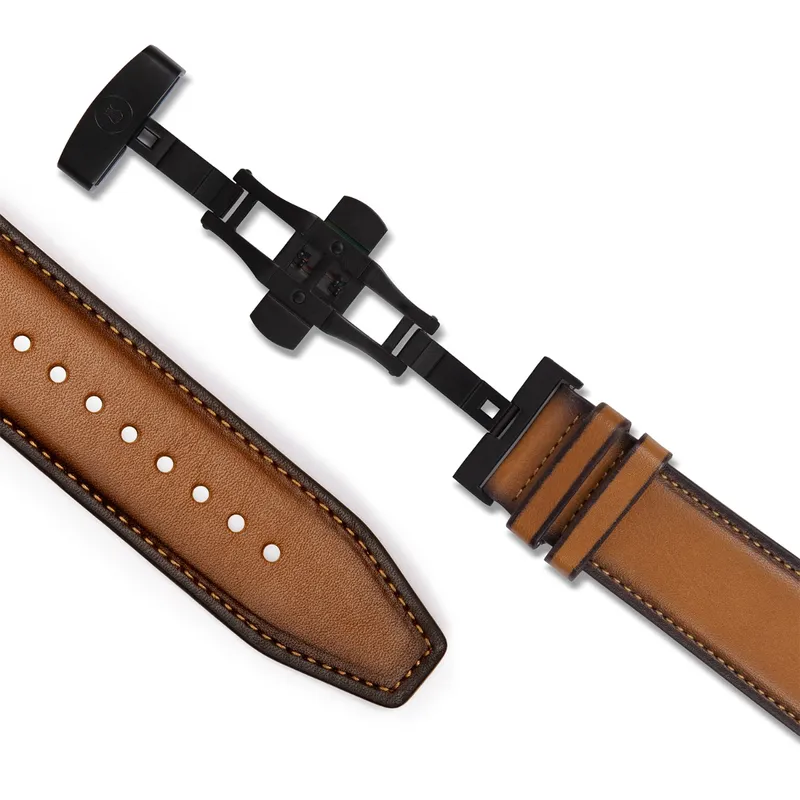 Lapis Bard Classic Leather Apple Watch Strap with Deployment - Brown