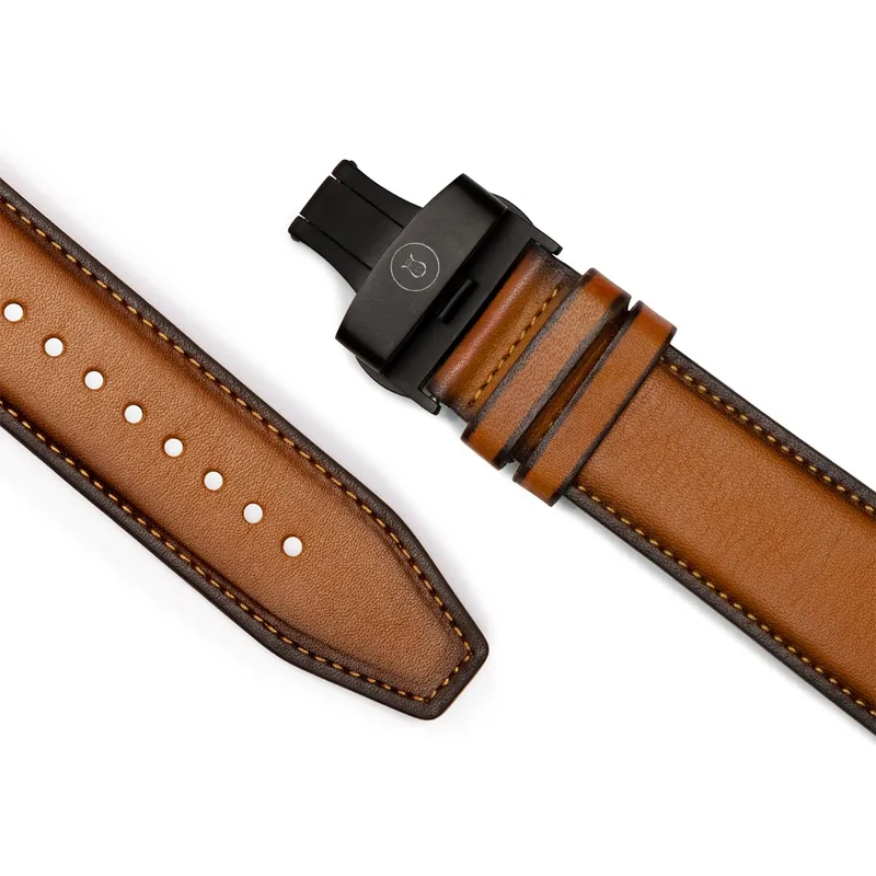 Lapis Bard Classic Leather Apple Watch Strap with Deployment - Brown