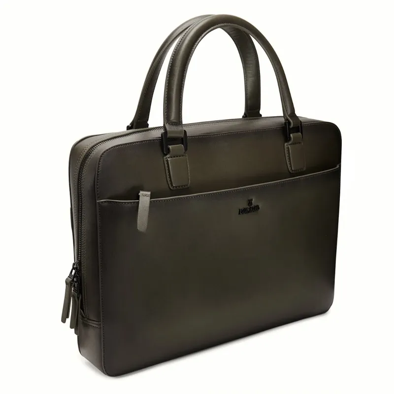Lapis Bard Ducorium Leather Spencer 14-inch Laptop Briefcase - Olive