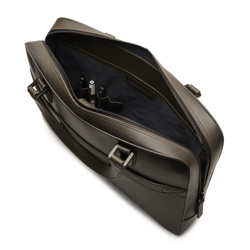 Lapis Bard Ducorium Leather Spencer 14-inch Laptop Briefcase - Olive