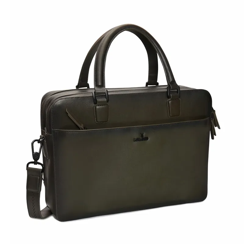 Lapis Bard Ducorium Leather Chester 14-inch Laptop Business Bag - Olive