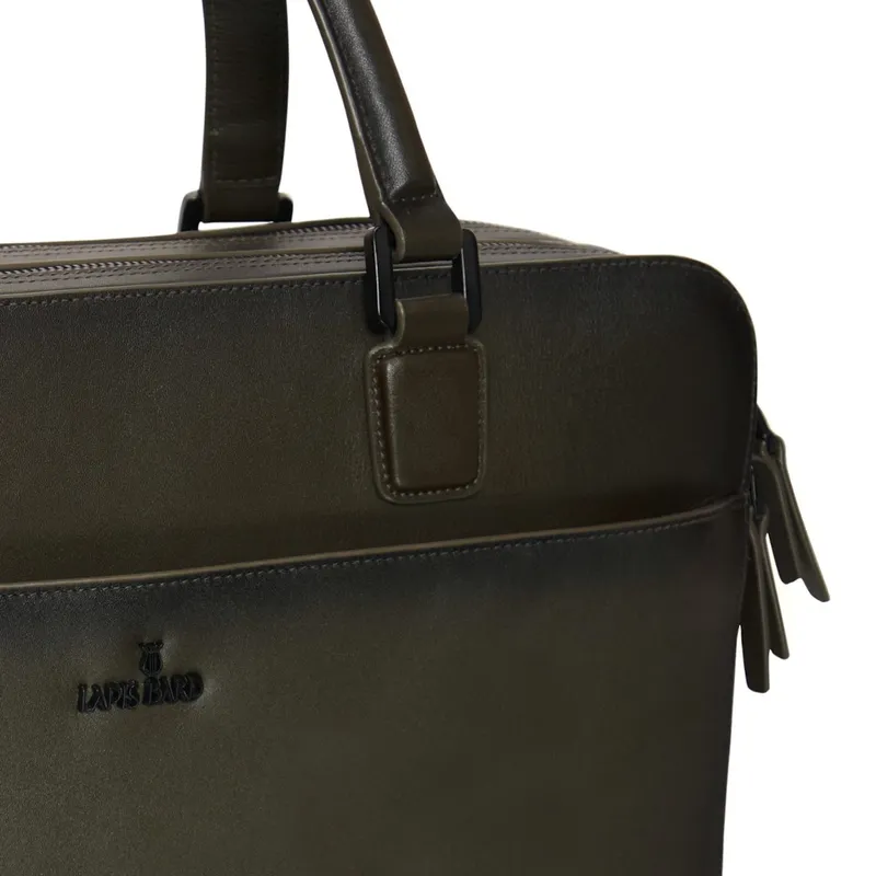 Lapis Bard Ducorium Leather Chester 14-inch Laptop Business Bag - Olive