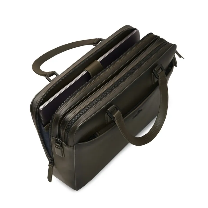 Lapis Bard Ducorium Leather Chester 14-inch Laptop Business Bag - Olive