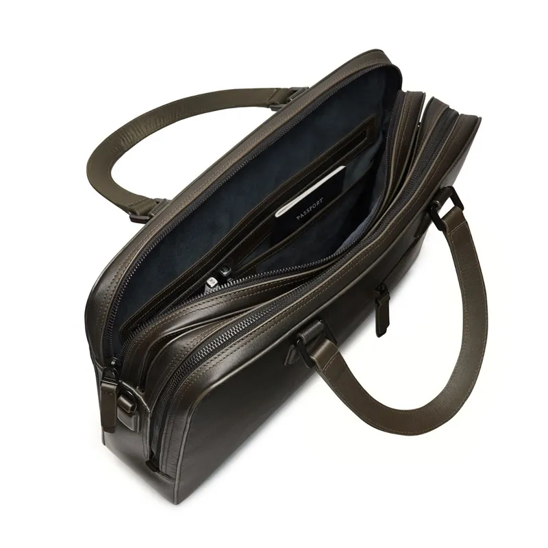 Lapis Bard Ducorium Leather Chester 14-inch Laptop Business Bag - Olive