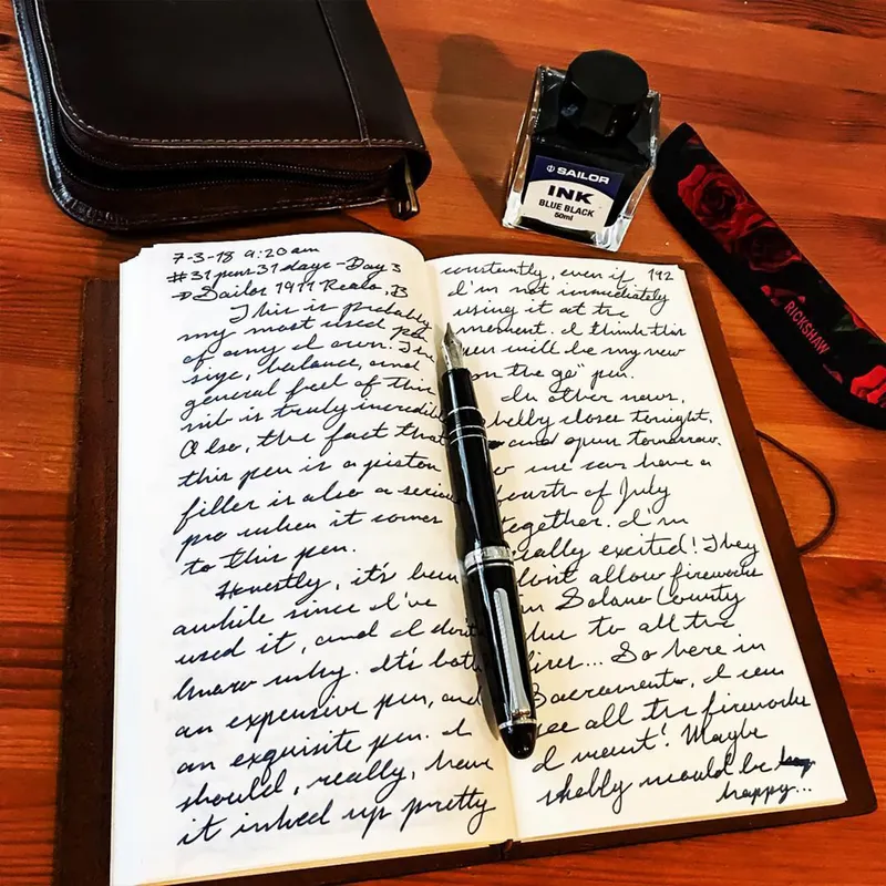 Sailor 1911 Large Fountain Pen (21K Broad) Black with Rhodium-plated Trims