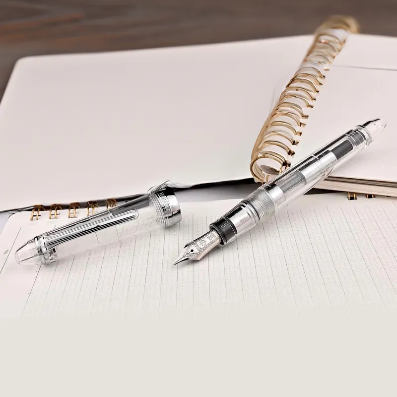 Sailor 1911 Large Fountain Pen (21K Broad) Demonstrator with Silver Trims