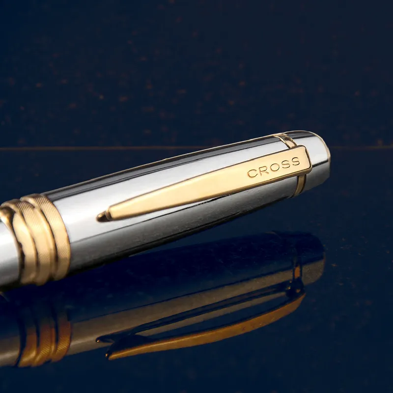 Cross AT0452-6 Bailey Medalist Ballpoint Pen Chrome with Gold Trims