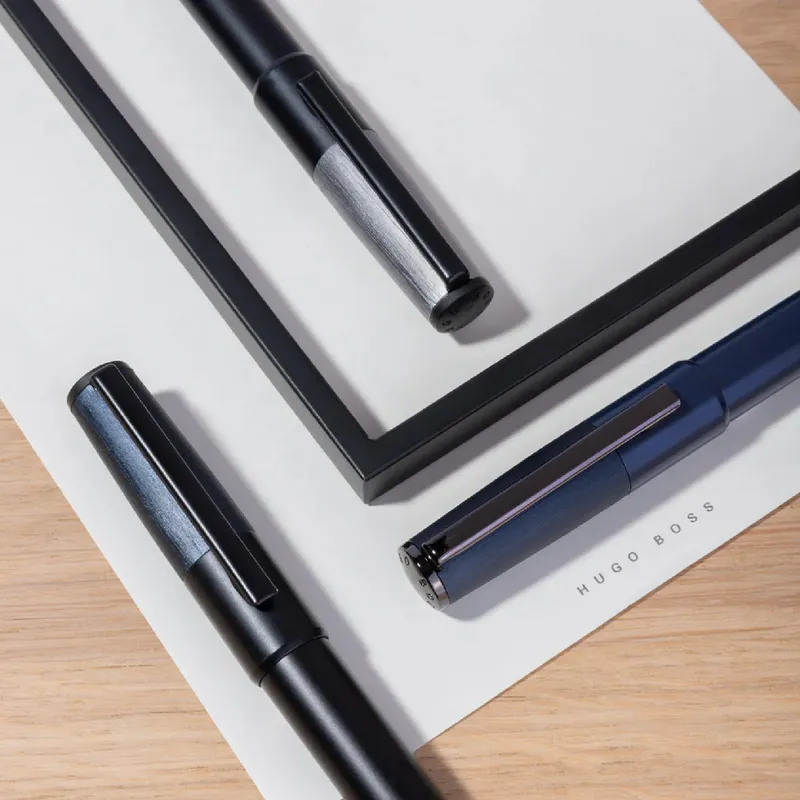 Hugo Boss Gear Minimal Rollerball Pen - Black And Chrome
