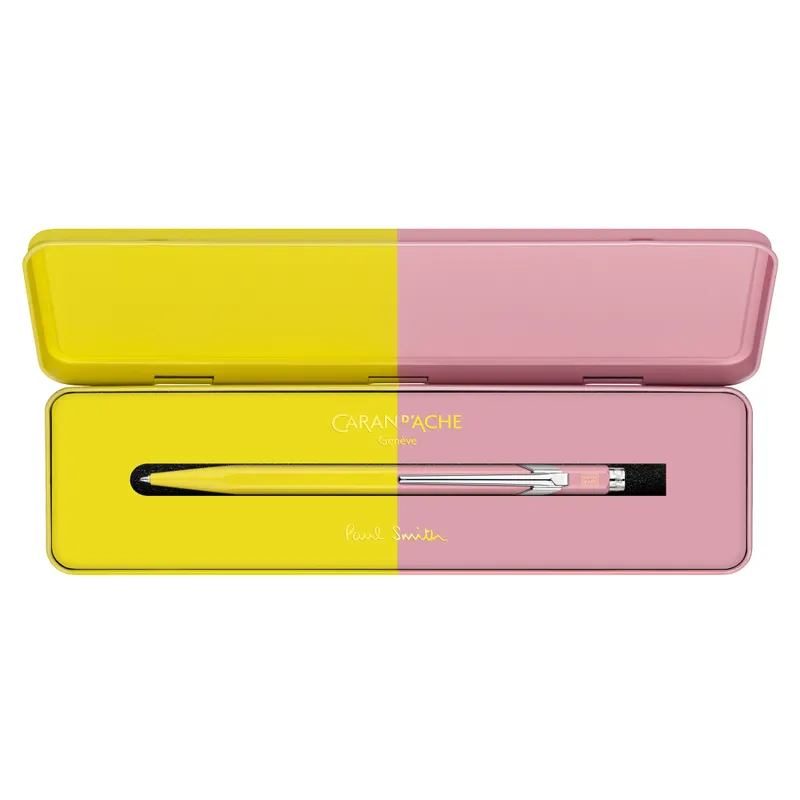 Caran d'Ache 849 Bille Paul Smith Ballpoint Pen - Chartreuse Yellow And Rose Pink