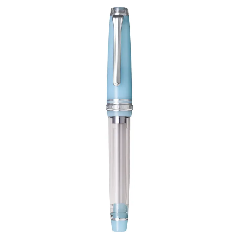 Sailor Gift Set Manyo II 'Koke' Professional Gear Slim Fountain Pen (14K Medium) With Manyo Ink 50 ML - Blue With Rhodium Trims
