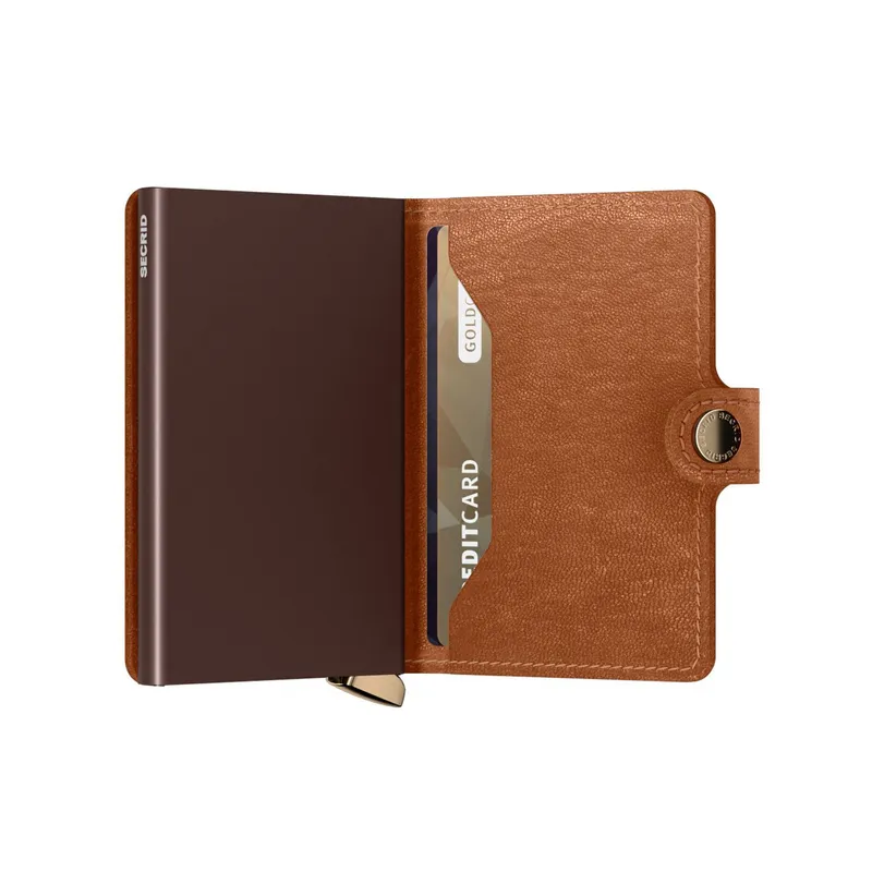 Secrid Miniwallet Embossed Lines Mei-Cognac