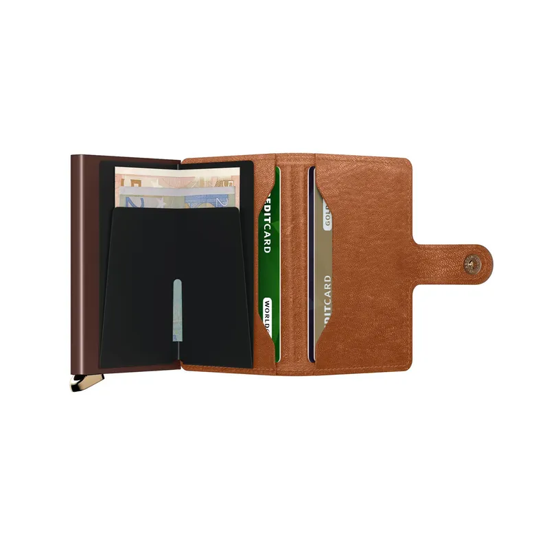 Secrid Miniwallet Embossed Lines Mei-Cognac