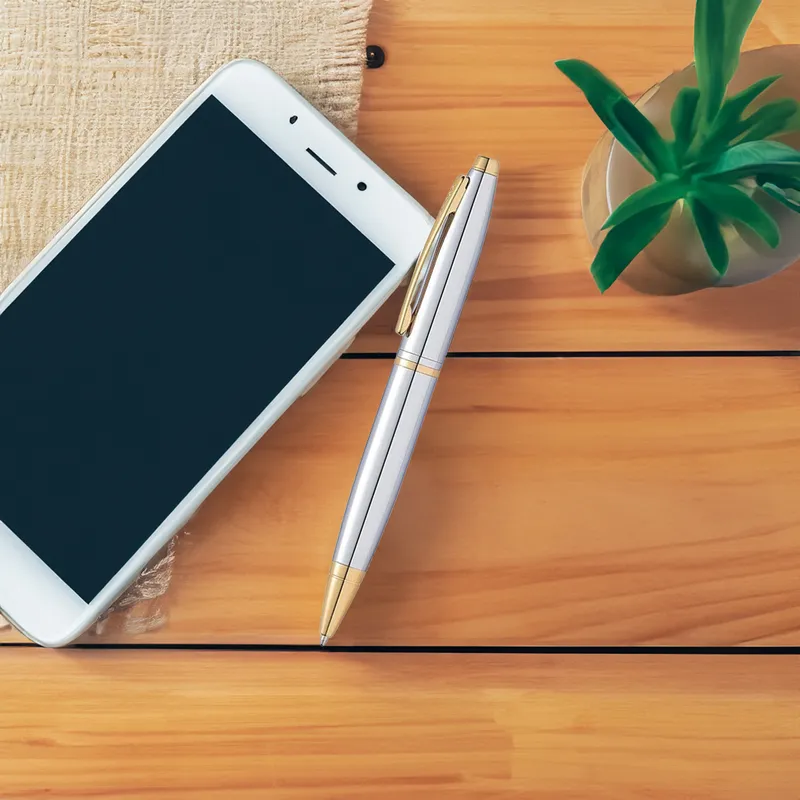 Cross AT0112-15 Calais Ballpoint Pen Chrome with Gold Trims