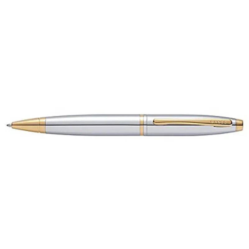 Cross AT0112-15 Calais Ballpoint Pen Chrome with Gold Trims