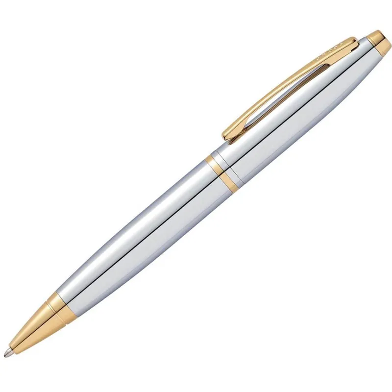 Cross AT0112-15 Calais Ballpoint Pen Chrome with Gold Trims