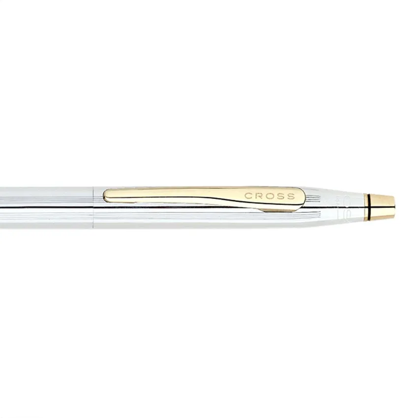 Cross 3302 Classic Century Medalist Ballpoint Pen Chrome With Gold Trims