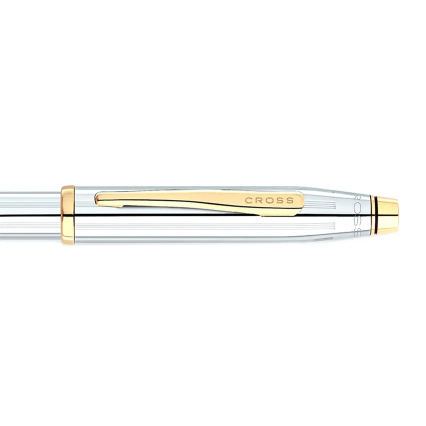 Cross 3302WG Century II Medalist Ballpoint Pen Chrome with Gold Trims