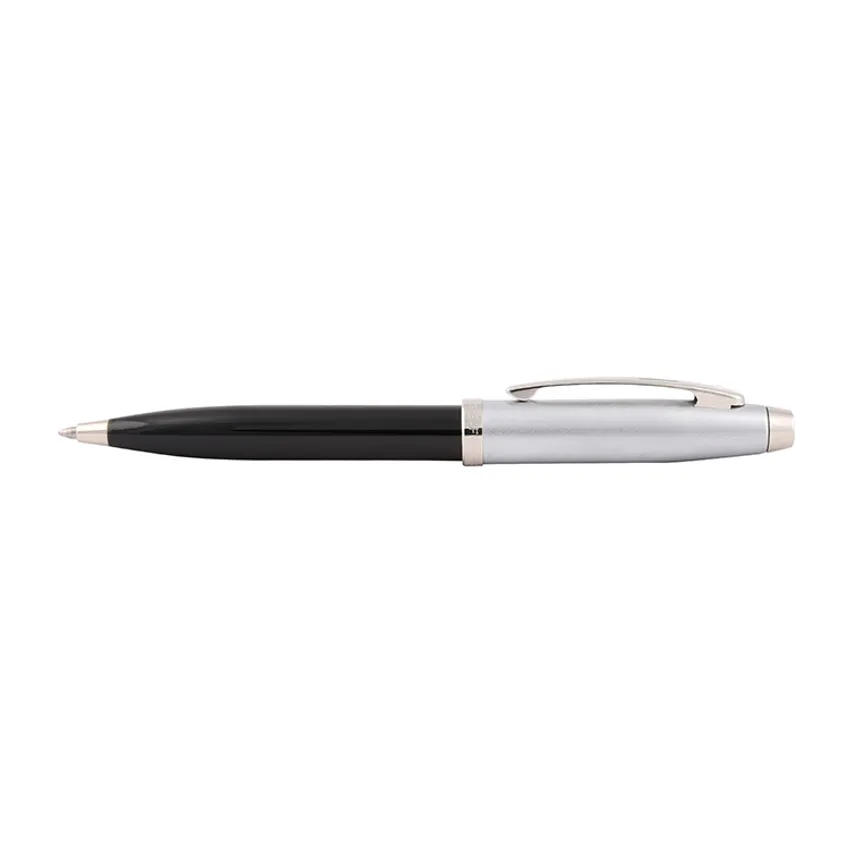 Sheaffer 100 Penna A Sfera, Fusto Nero Laccato E Cappuccio In Cromo Spazzolato, Punta Media, Confezione Regalo