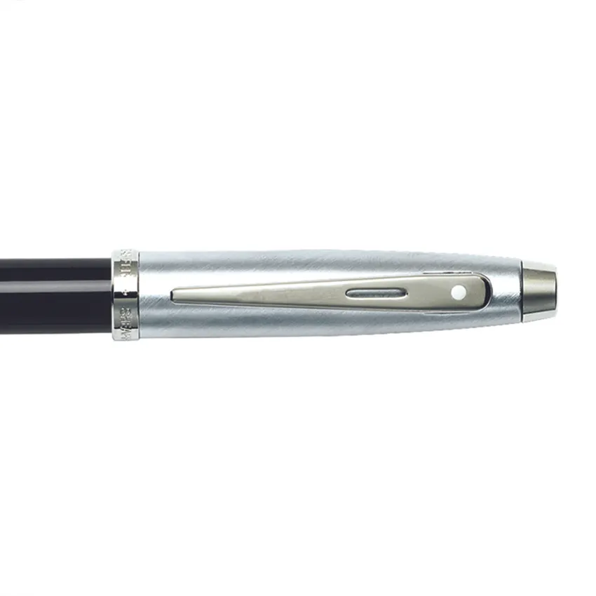 Sheaffer Gift 100 Fountain Pen (Fine) Black and Brushed Chrome with Chrome-Plated Trim