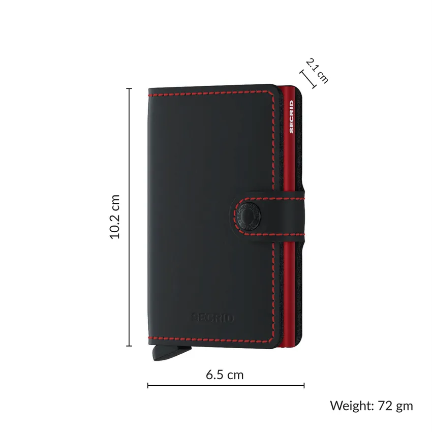 Secrid Miniwallet Matte Black with Red Cardprotector