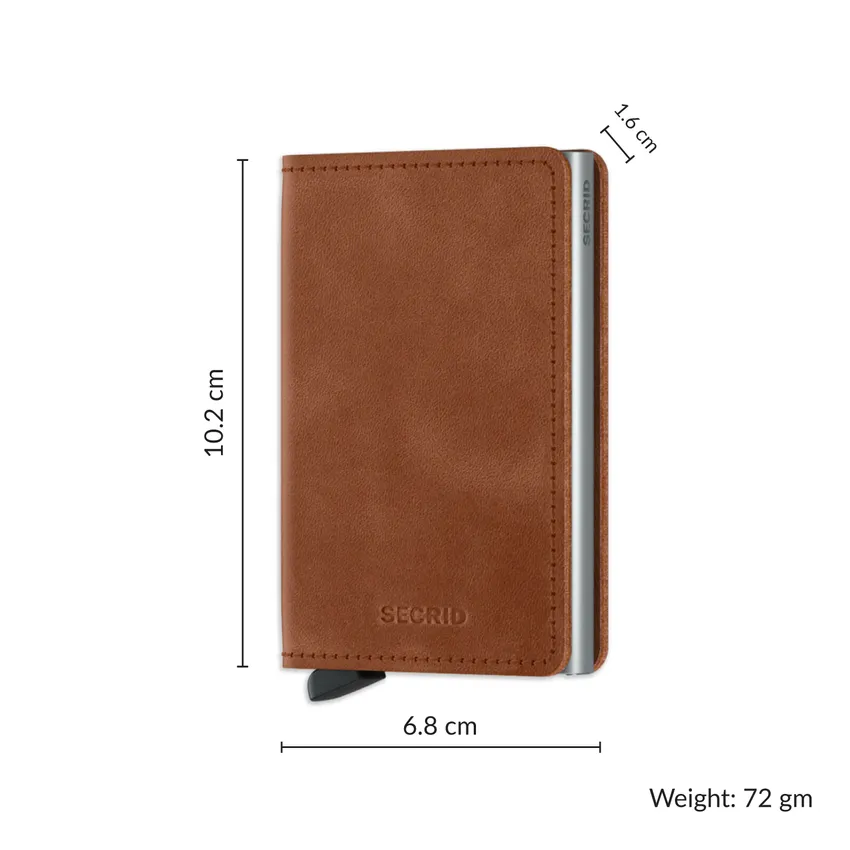 Secrid Slimwallet Vintage Cognac with Silver Cardprotector