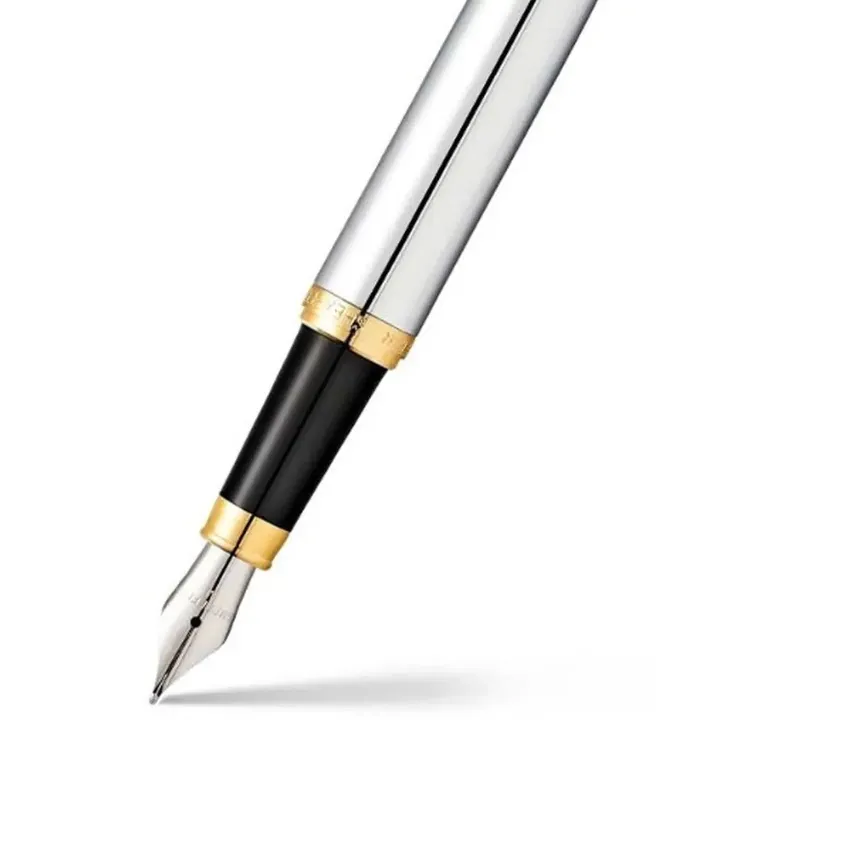 Sheaffer 9422 VFM Fountain Pen (Fine) Polished Chrome with Gold Trim