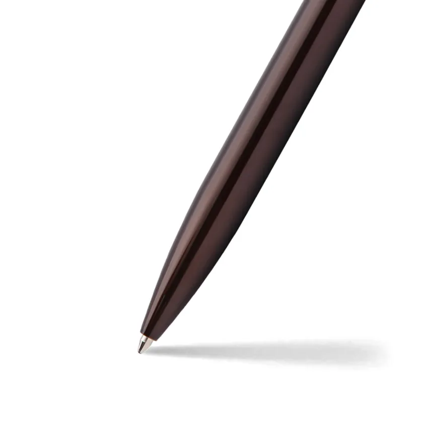 Giftset Pennline Atlas Gloss Brown Pen With Gold Trim Ballpoint Pen And Softbound A6 Notebook