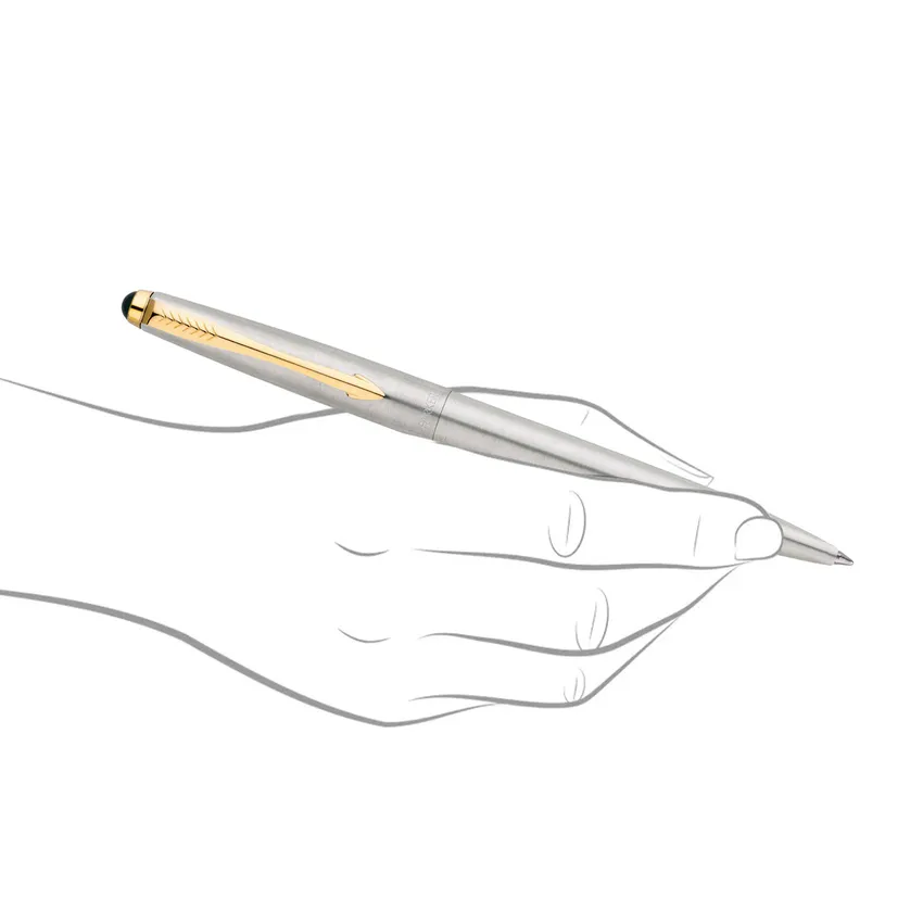 Parker Galaxy Stainless Steel Ballpoint Pen With Gold Trim