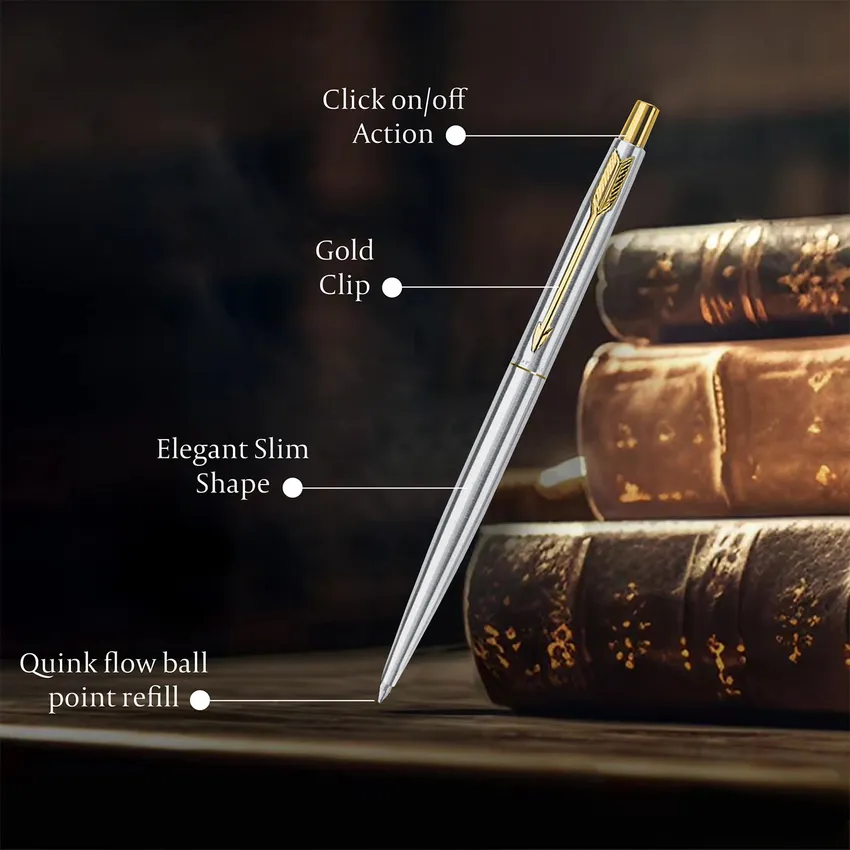 Parker Classic Stainless Steel Ballpoint Pen With Gold Trim
