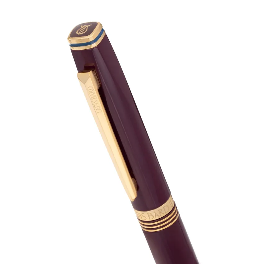 Lapis Bard Contemporary Bordeaux Ballpoint Pen  Gold Trims