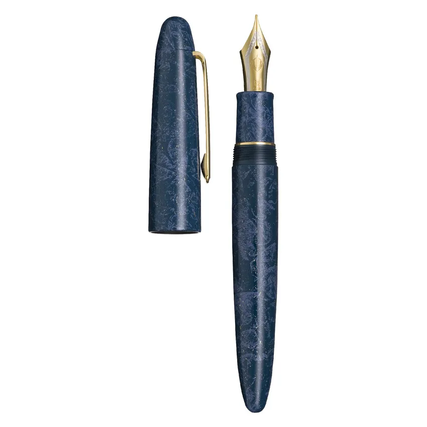 Sailor Iro Miyabi II Kon Ruri King of Pens Fountain Pen (21K Broad) - Blue With Gold Trims
