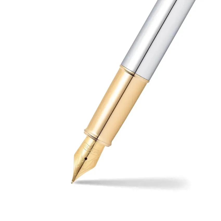Sheaffer 9340 Gift 100 Fountain Pen (Fine) Bright Chrome with Gold Tone Trim