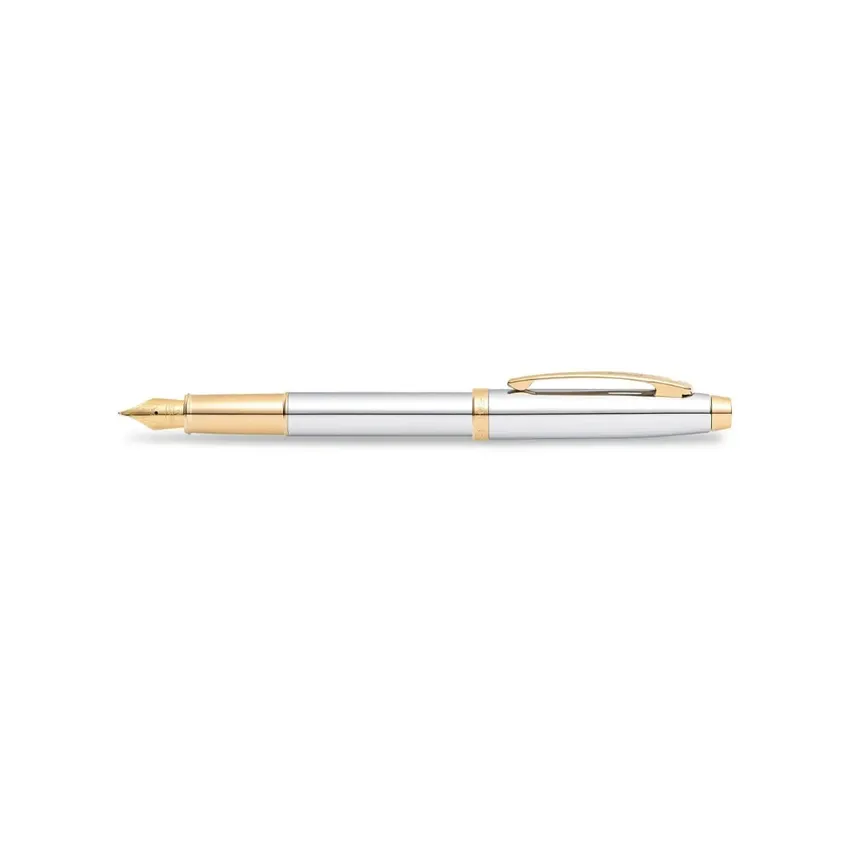 Sheaffer 9340 Gift 100 Fountain Pen (Fine) Bright Chrome with Gold Tone Trim
