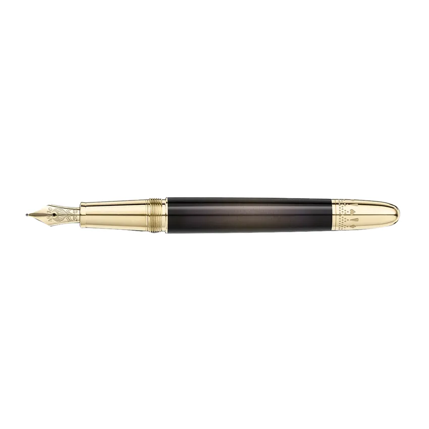 Montblanc 128471 MeisterstÃ¼ck DouÃ© 'Around The World In 80 Days' Fountain Pen (18K Medium) - Anthracite With Gold Trims