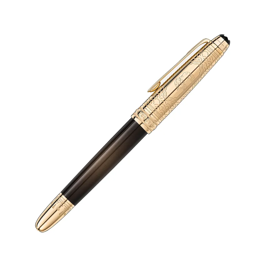 Montblanc 128471 MeisterstÃ¼ck DouÃ© 'Around The World In 80 Days' Fountain Pen (18K Medium) - Anthracite With Gold Trims