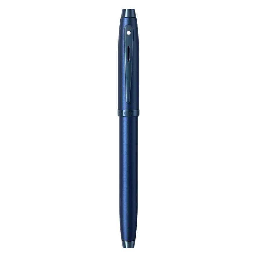 Sheaffer 100 9371 Satin Blue Fountain Pen With PVD Blue Trim - Medium