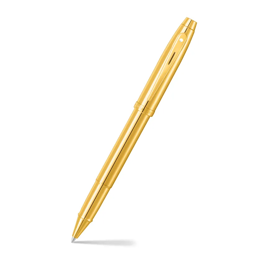 Sheaffer 100 9372 Glossy PVD Gold Rollerball Pen With PVD Gold Trim