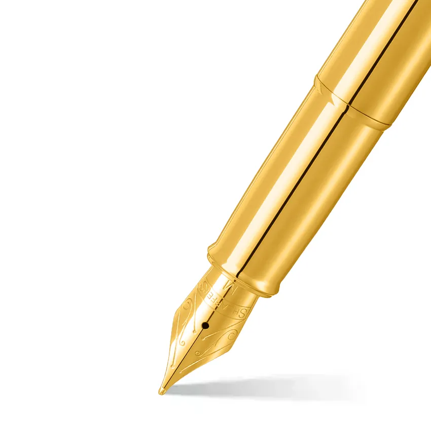 Sheaffer 100 9372 Glossy PVD Gold Fountain Pen With PVD Gold Trim - Medium