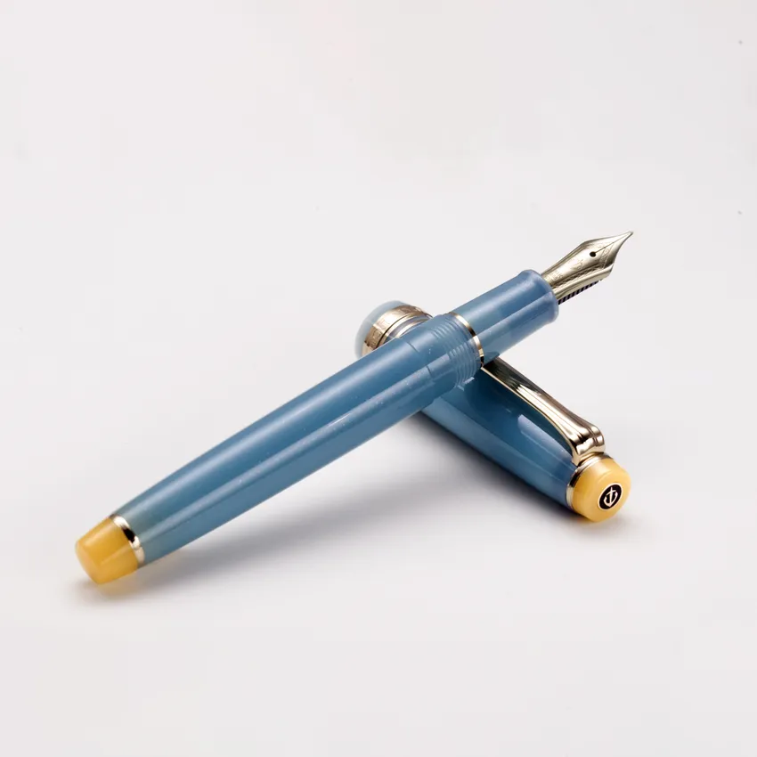 Sailor Gift Set Solar Term 'Yuzuyu' Professional Gear Slim Fountain Pen (14K Medium) With 20 ml Shikiori Ink Bottle - Blue With Gold Trims