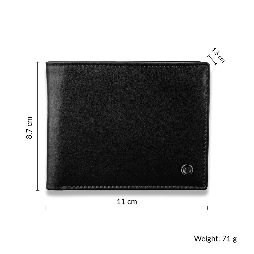 Lapis Bard Carbon Black Bifold Wallet with Coin Pocket - Black